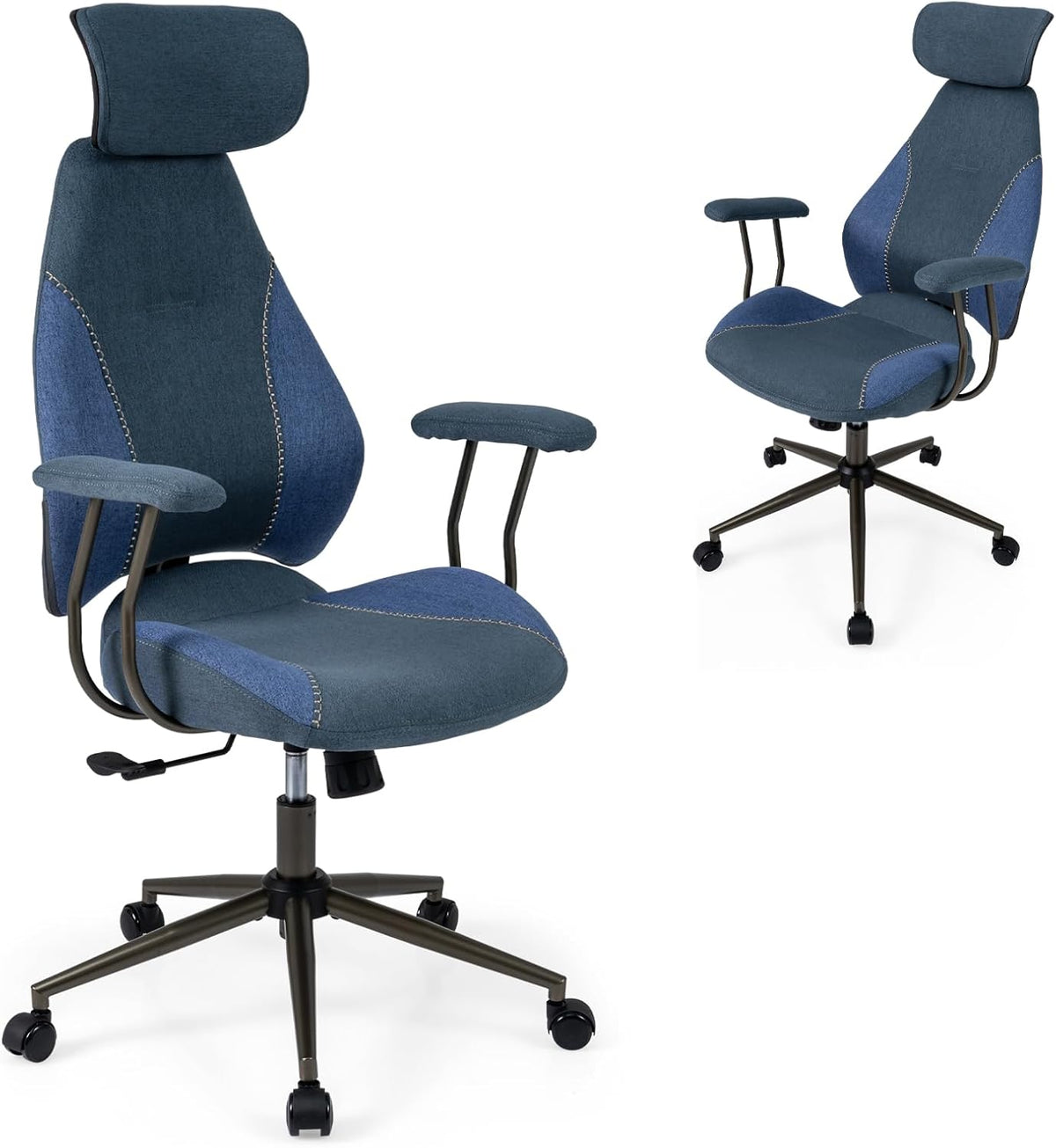 Goflame Ergonomic Mid Century Modern Faux Fur Computer Desk Chair with 2D Headrest