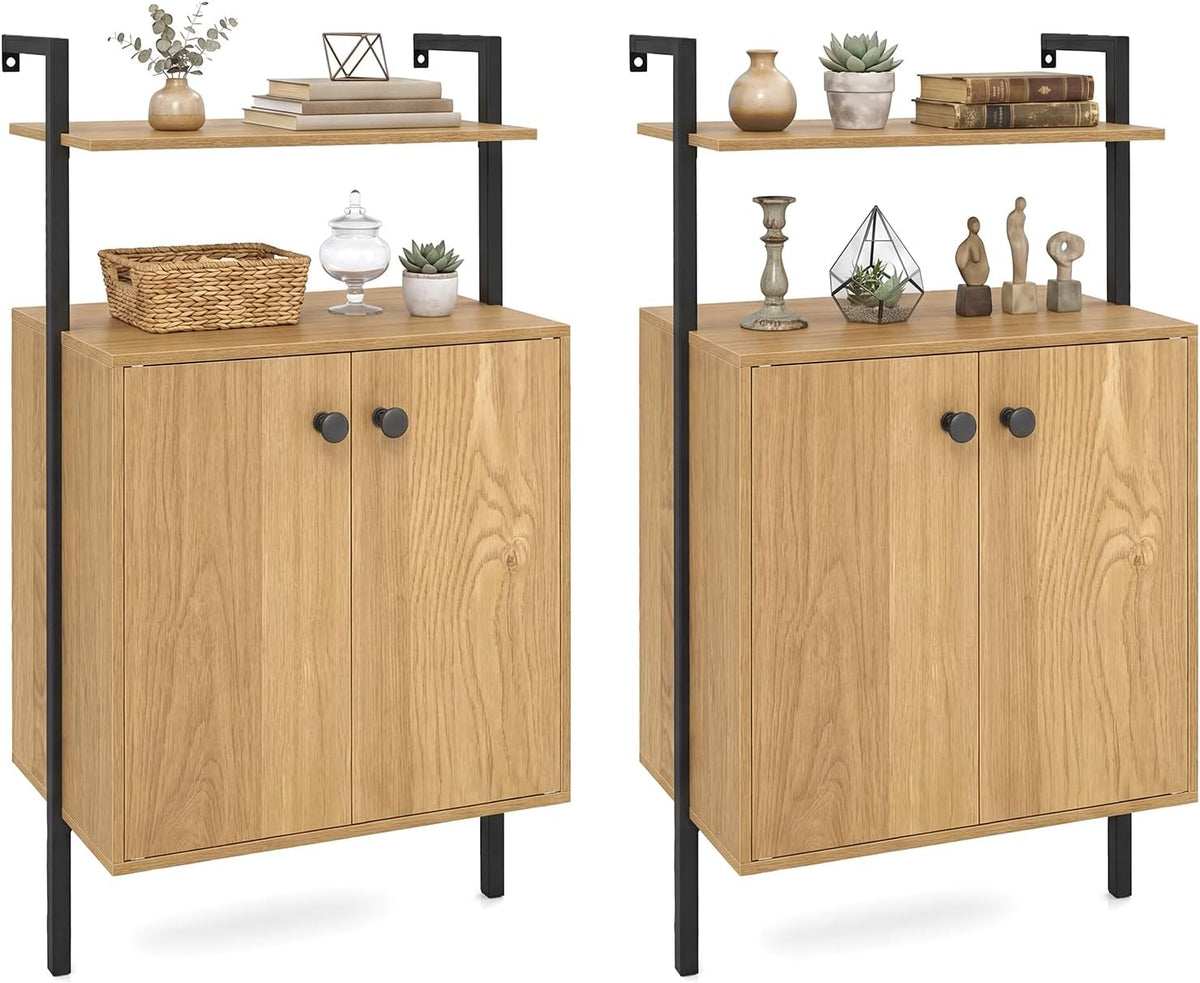 Goflame 38" Tall Bookshelf with Storage Cabinet (1/2)