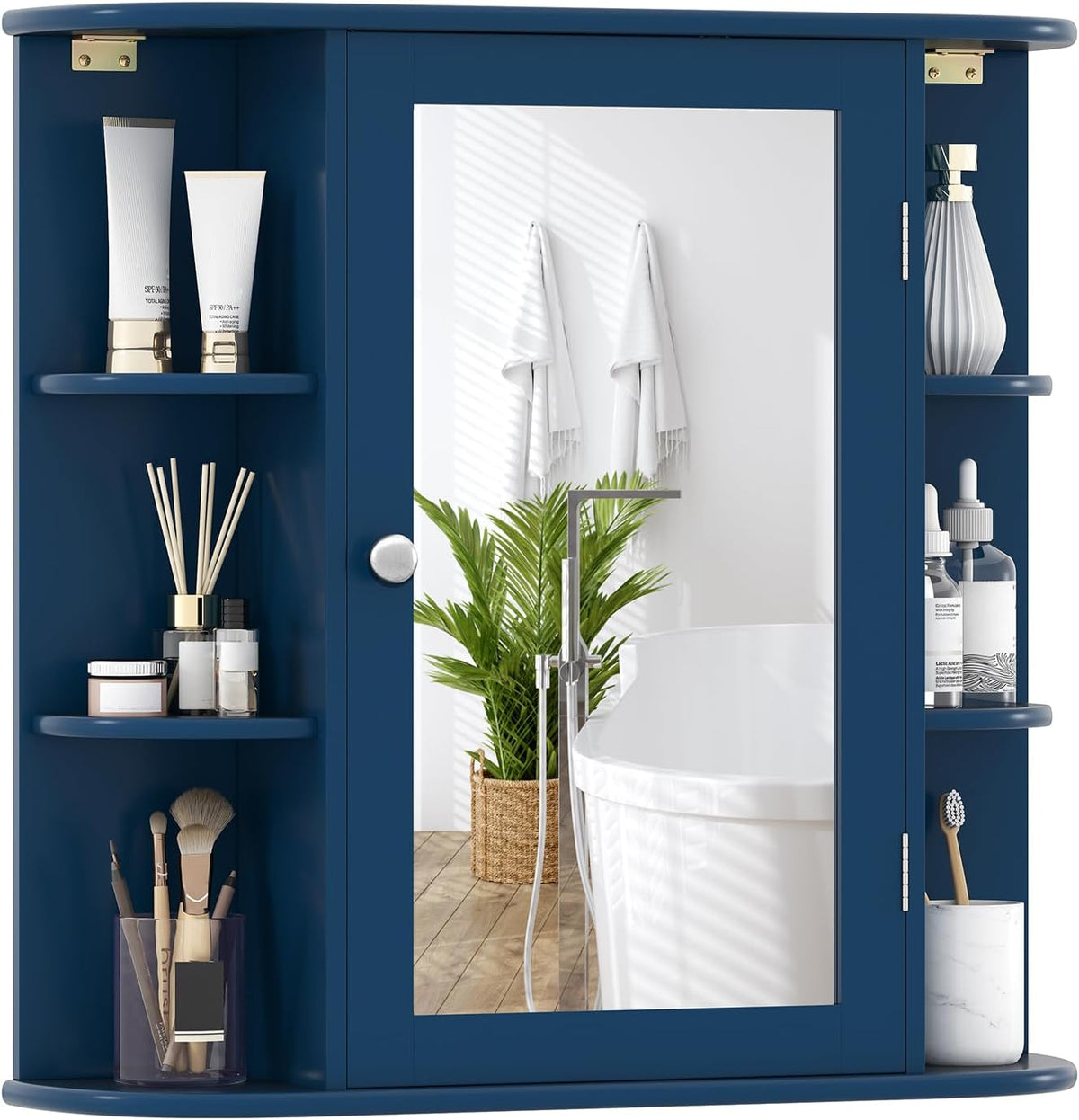 Goflame Mirrored Bathroom Medicine Cabinet - Wall Mounted Bathroom Hanging Cabinet with Single Door