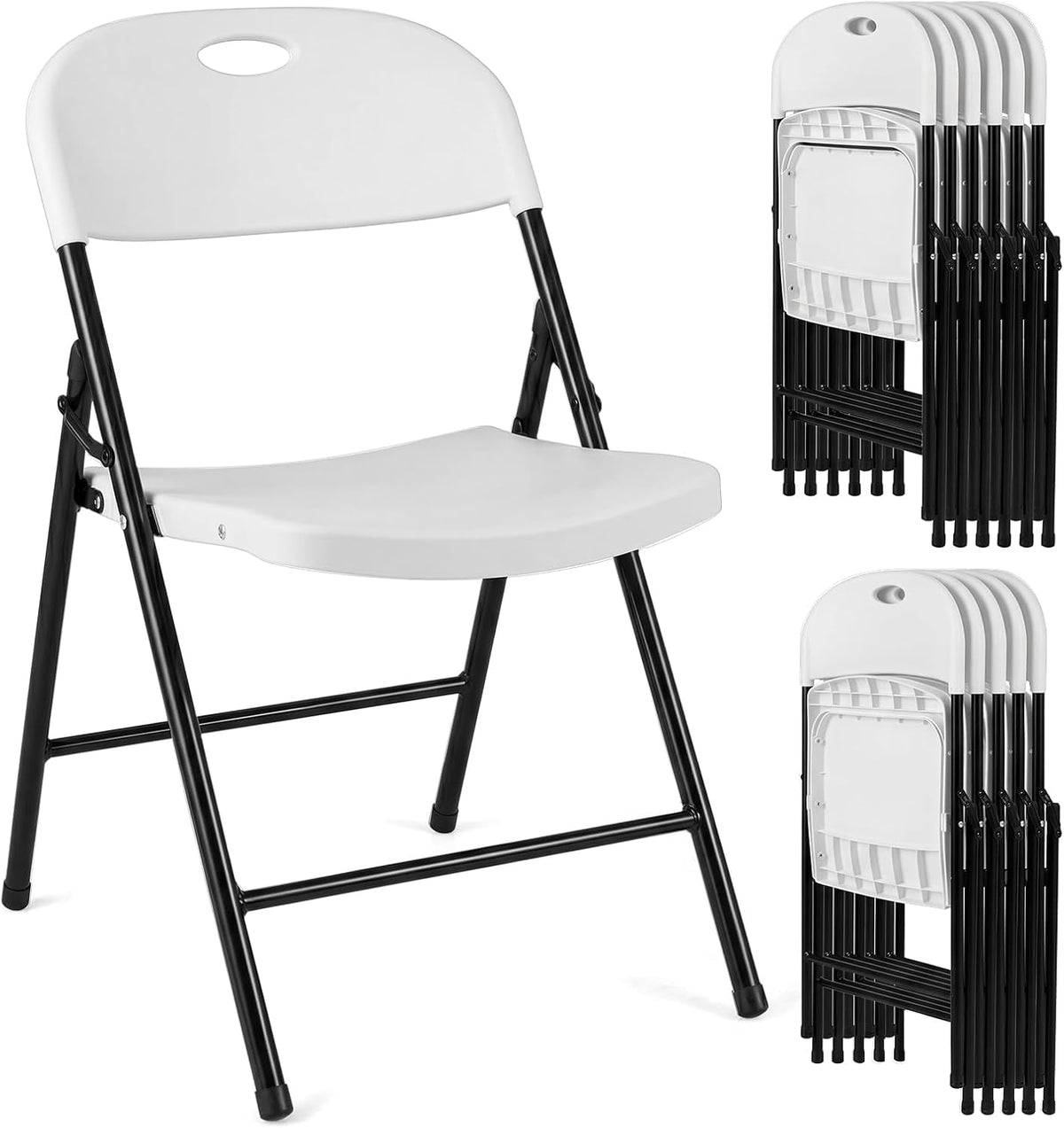 Goflame Plastic Folding Chair | Portable Stackable Commercial Seats with Ergonomic Backrest