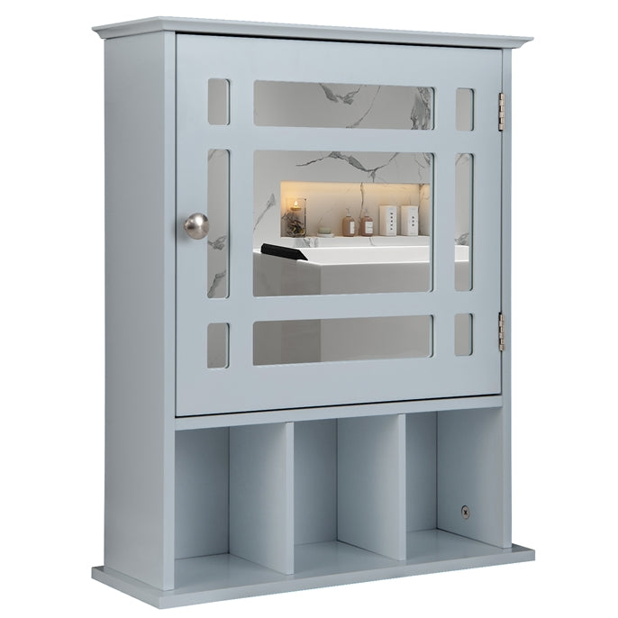 Bathroom Medicine Cabinet with Mirror, Wall Mounted Hanging Storage Organizer with Adjustable Shelf