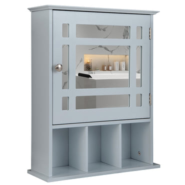 Bathroom Medicine Cabinet with Mirror, Wall Mounted Hanging Storage Organizer with Adjustable Shelf