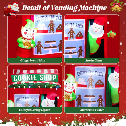 6.5 FT Christmas Inflatable Santa Claus, Outdoor Self-Inflatable Holiday Decoration with Cookie Shop