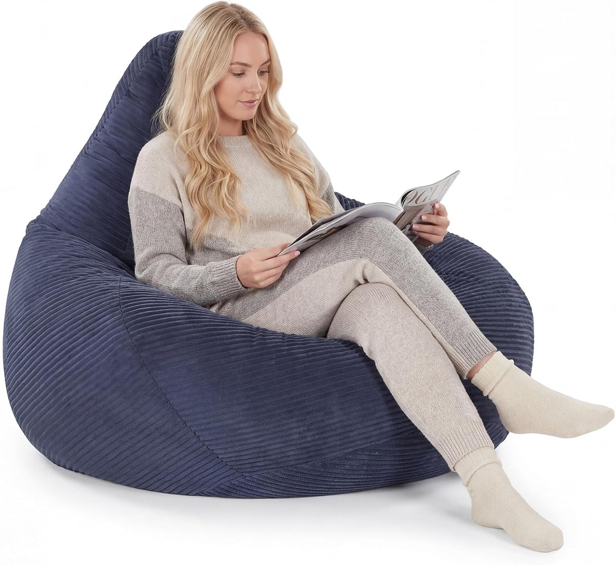 Goflame Bean Bag Chair for Adults | Accent Lazy Sofa with Skin-Friendly Corduroy Cover & Soft Sponge Filling