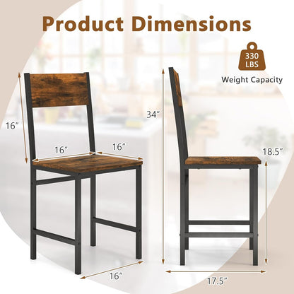 Goflame Dining Chairs Set, Industrial Kitchen Chairs with Metal Legs, Slanted Back
