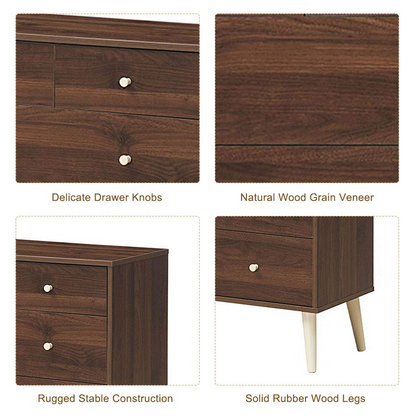 Goflame 4-Drawer Dresser, Free-Standing Chest Wood Legs and Sliding Rail