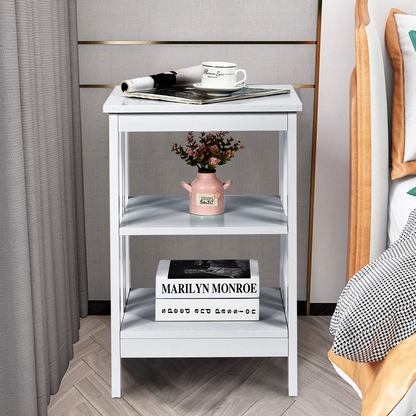 Goflame Nightstand 3-Tier Sofa Side Table W/Reinforced Bars and Stable Structure