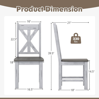 Goflame Retro Wooden Dining Chairs Set, Farmhouse Kitchen Chairs w/Rubber Wood Frame, Elegant Hollowed Backrest