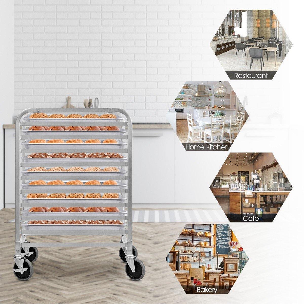 10 Tier Aluminum Bakery Rack Home Commercial Kitchen Bun Pan - Goflameus