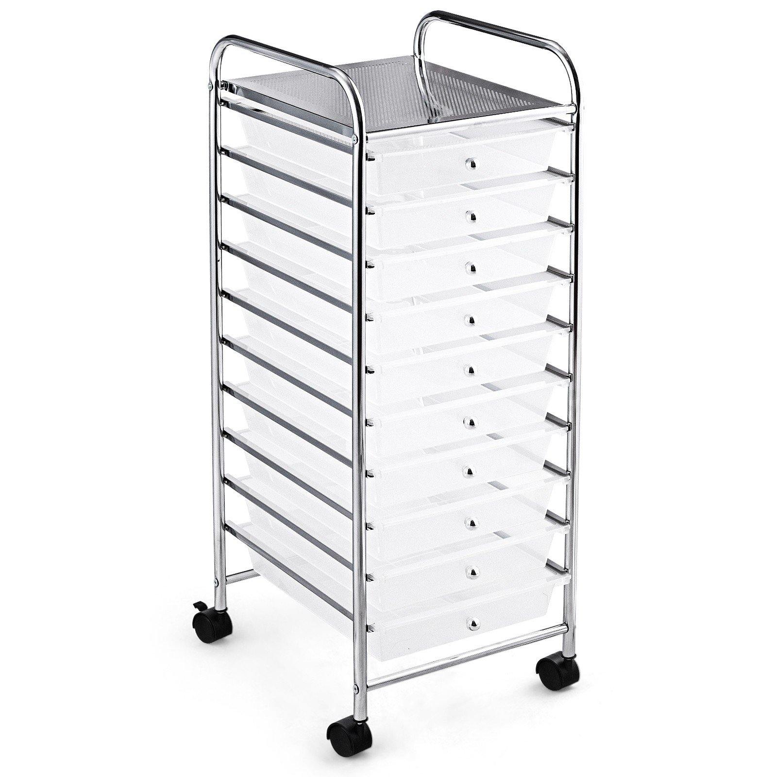 10 Drawer Rolling Storage Cart Scrapbook Paper Office School Organizer - Goflameus