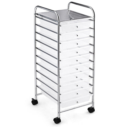 10 Drawer Rolling Storage Cart Scrapbook Paper Office School Organizer - Goflameus