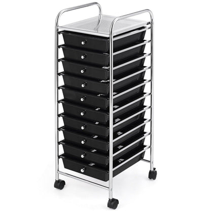 10 Drawer Rolling Storage Cart Scrapbook Paper Office School Organizer - Goflameus