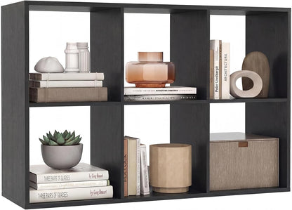 Goflame 6-Cube Bookcase, White Cubby Bookshelf w/Back Guardrail & Anti-Tipping Kits