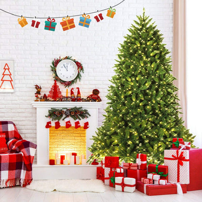 7.5ft Prelit Christmas Tree, Premium Hinged Artificial Fir Tree - GoflameUS