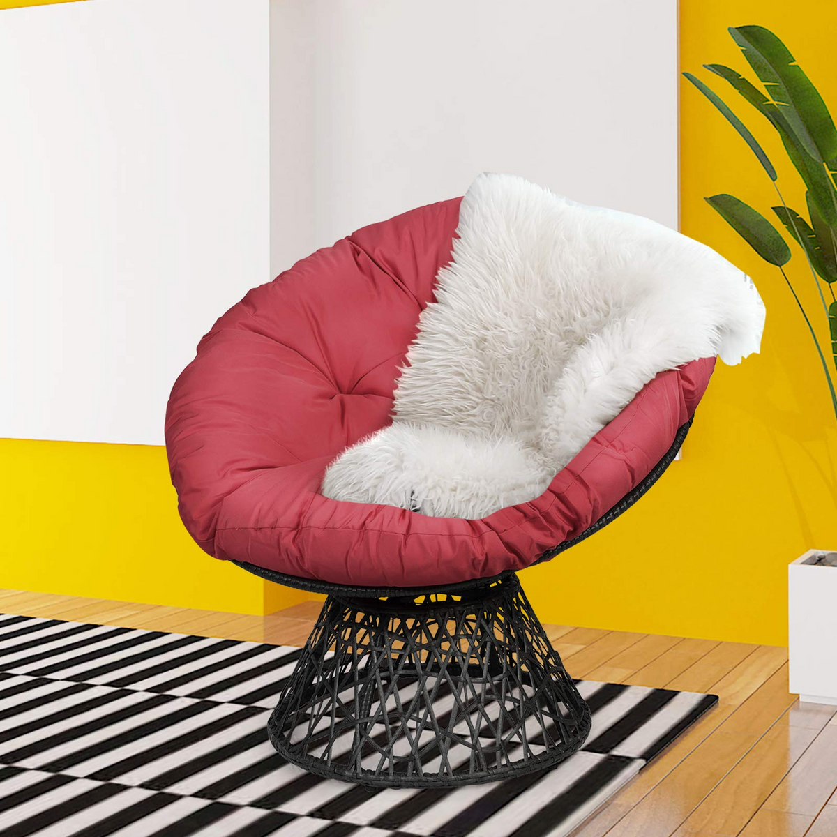 Goflame Rattan Round Papasan Chair