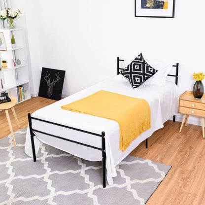 Goflame Twin Size Platform Bed with Headboard and Footboard