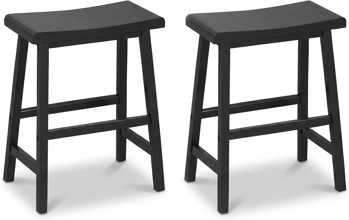 Goflame 24 Inch Counter Height Saddle Bar Stools with Footrest (2/4)