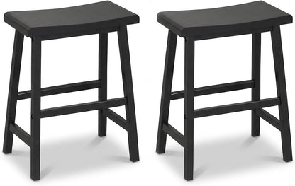 Goflame 24 Inch Counter Height Saddle Bar Stools with Footrest (2/4)