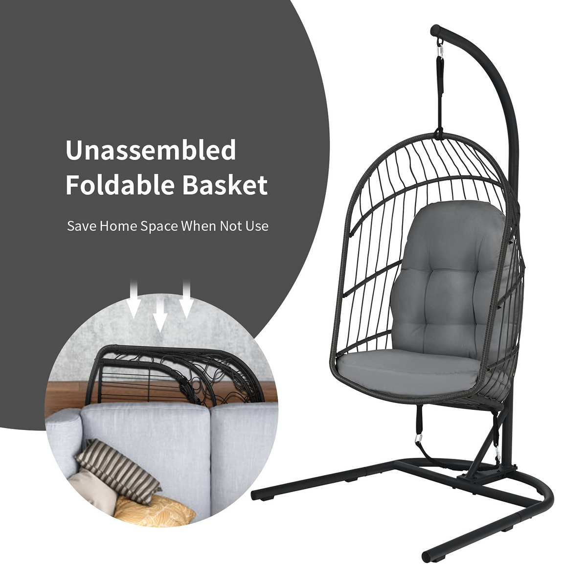 Goflame Hanging Egg Chair with Stand