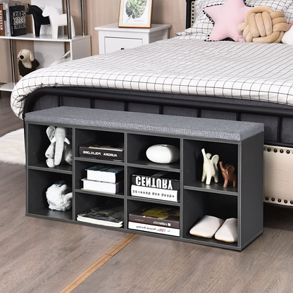 Goflame Shoe Storage Bench with Cushion, Entryway Shoe Rack Bench