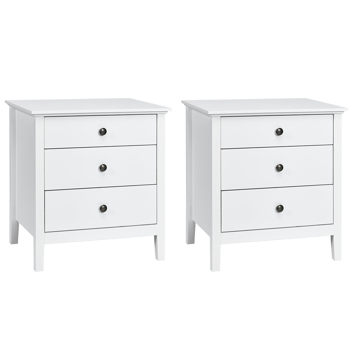 Goflame Nightstand with Drawers Solid Structure Side Table for Storage Bedroom