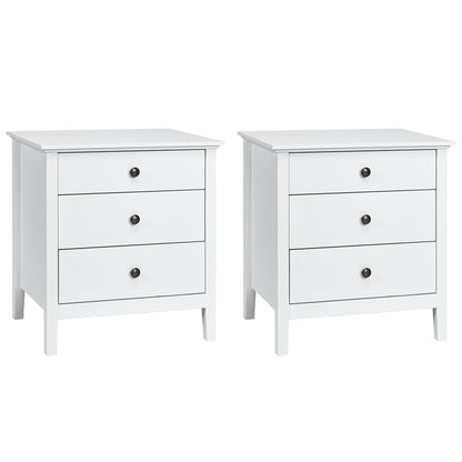 Goflame Nightstand with Drawers Solid Structure Side Table for Storage Bedroom