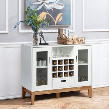 Goflame Buffet Sideboard, Wood Kitchen Server, Storage Cupboard