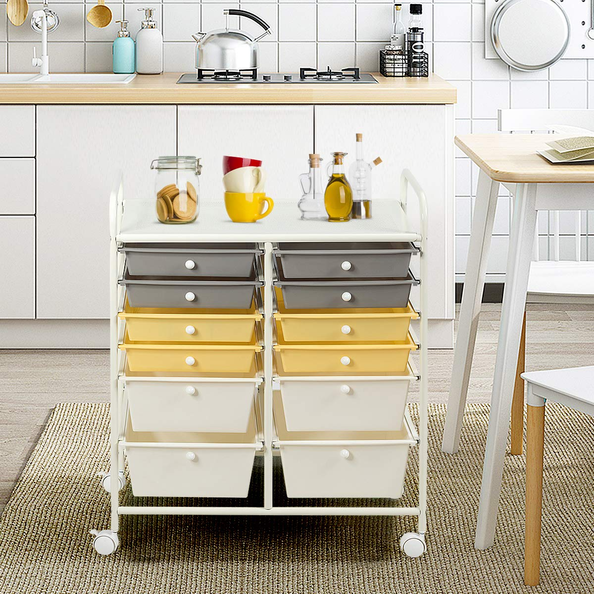 Goflame 12 Drawer Rolling Storage Cart