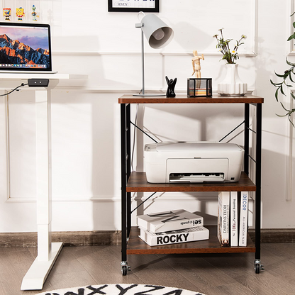 Goflame Kitchen Baker's Rack 3-Tier Microwave Cart on Wheels