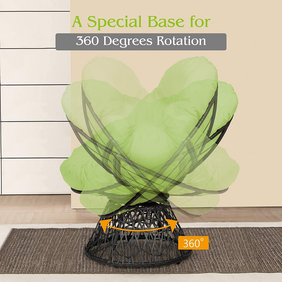 Goflame Rattan Round Papasan Chair
