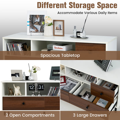 TV Stand for TV up to 50 Inch, Modern Entertainment Center with 3 Drawers & 2 Open Storage Shelves