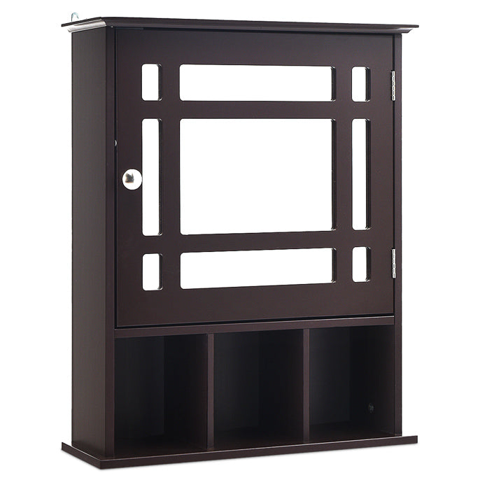 Bathroom Medicine Cabinet with Mirror, Wall Mounted Hanging Storage Organizer with Adjustable Shelf