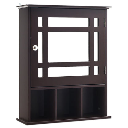 Bathroom Medicine Cabinet with Mirror, Wall Mounted Hanging Storage Organizer with Adjustable Shelf