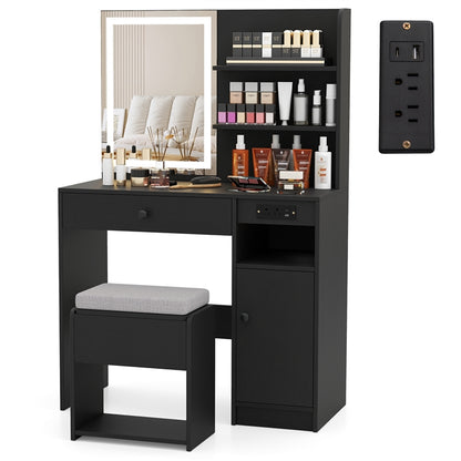 Makeup Vanity Set with Mirror and Lights, Vanity Desk with Charging Station