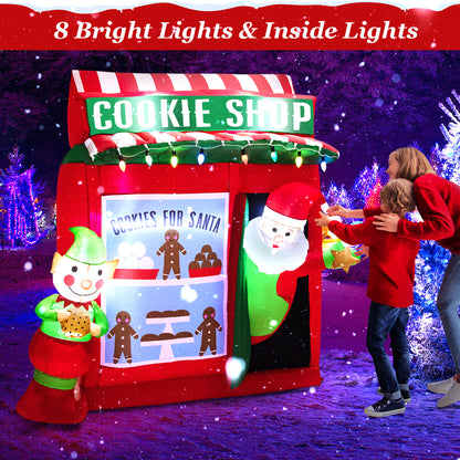 6.5 FT Christmas Inflatable Santa Claus, Outdoor Self-Inflatable Holiday Decoration with Cookie Shop