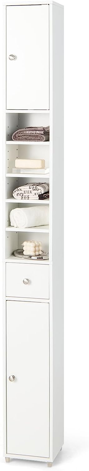 Goflame Slim Bathroom Storage Cabinet - 71" Tall Narrow Floor Cabinet Cupboard with 2 Doors