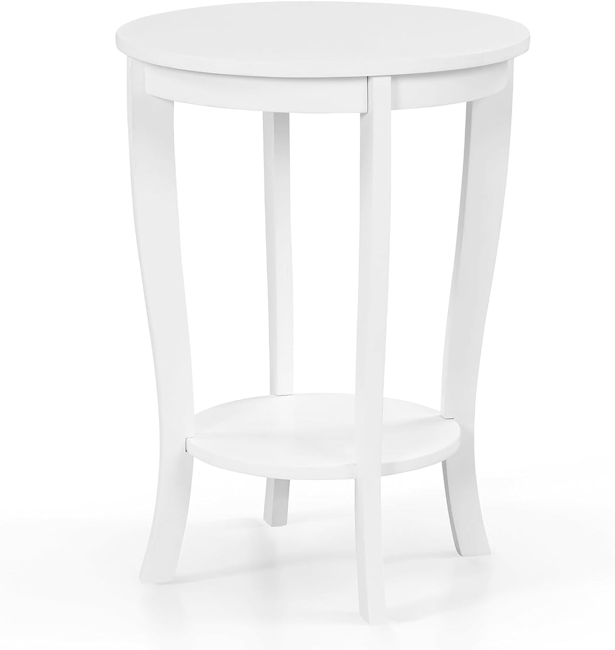 Goflame Round End Table with Storage Shelf Set of 2, Retro Nightstand with Solid Wood Legs, 24.5" Accent Table for Small Spaces