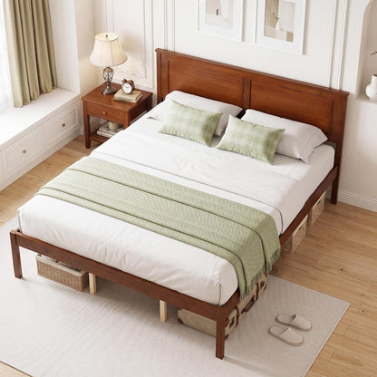 Goflame Wood Queen/Full/Twin Size Bed Frame with Wooden Slat Support