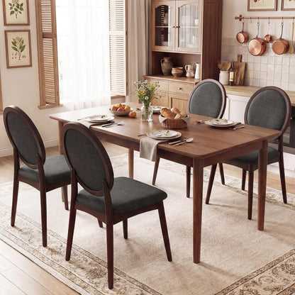 Goflame Set of 2/4 Upholstered Linen Fabric Kitchen Side Chairs with Padded Seat