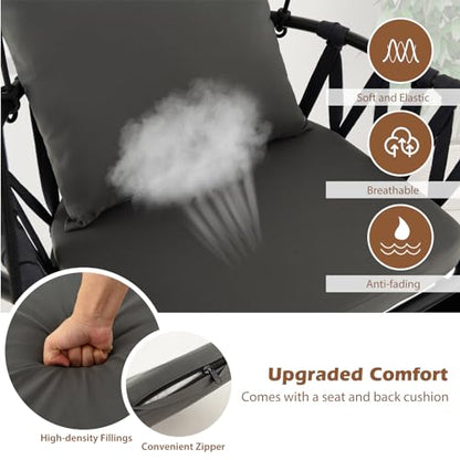 Goflame Hanging Swing Chair W/Stand, Cozy Seat & Back Cushions