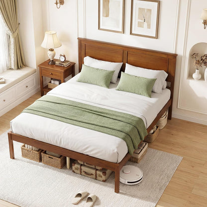 Goflame Wood Queen/Full/Twin Size Bed Frame with Wooden Slat Support