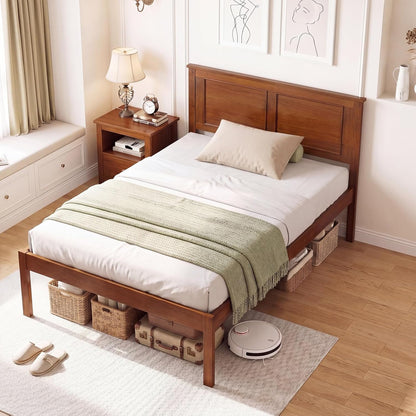 Goflame Wood Queen/Full/Twin Size Bed Frame with Wooden Slat Support