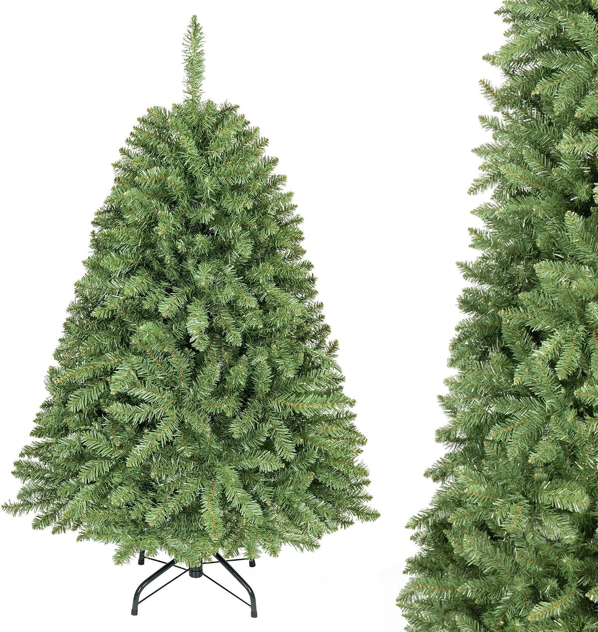 GOFLAME Artificial Christmas Tree with Folding Metal Stand Green