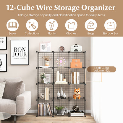 12 Wire Cubes Metal Freestanding Portable Modular DIY Bookcase, Storage Cabinet