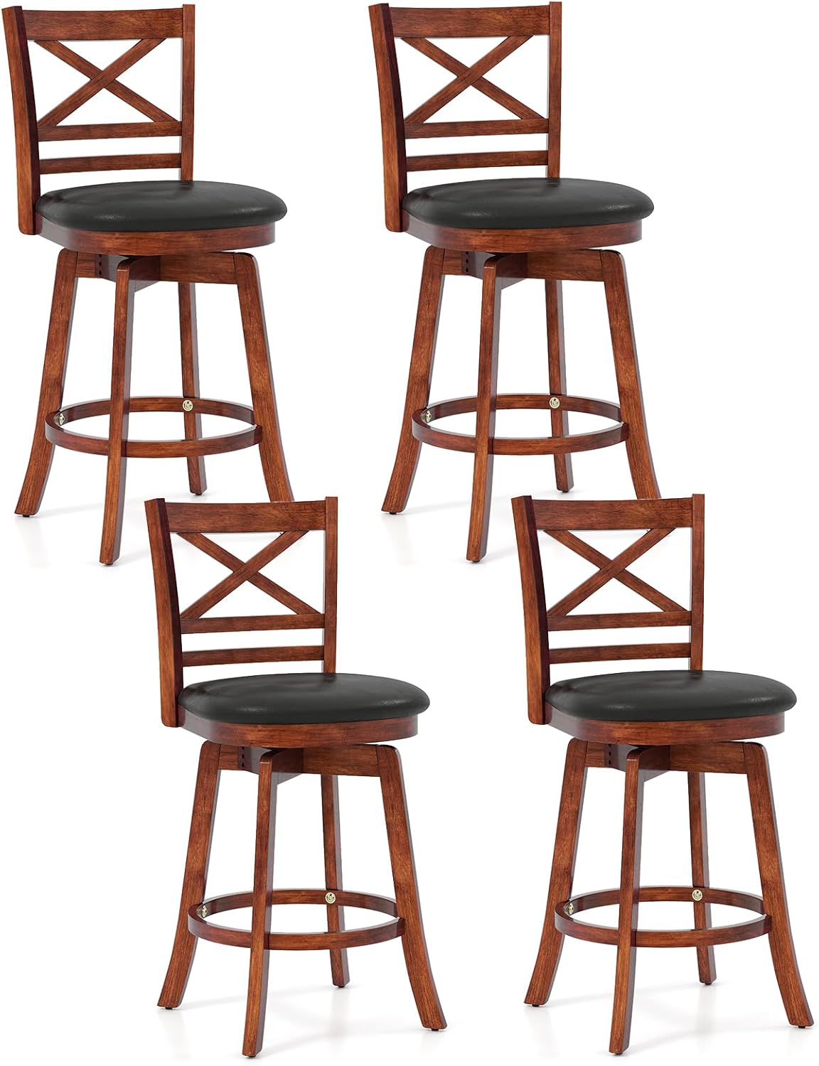 Goflame 25 Inch Swivel Bar Stools Set of 2/4 with PU Faux Leather Upholstered Seat