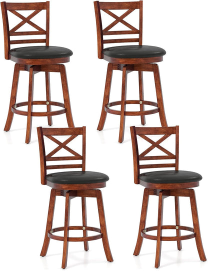 Goflame 25 Inch Swivel Bar Stools Set of 2/4 with PU Faux Leather Upholstered Seat
