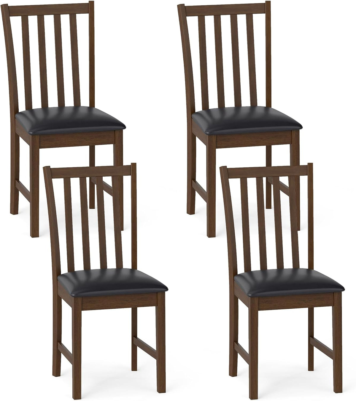 Goflame Wooden Dining Chairs Set of 2/4 Faux Leather Upholstered Kitchen Chair w/Rubber Wood Legs