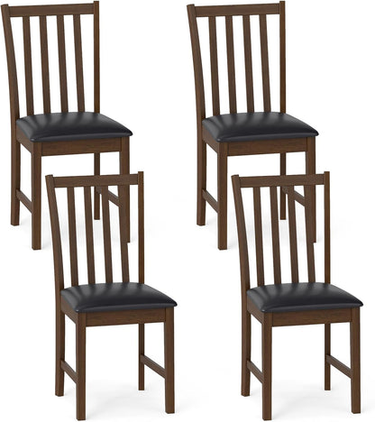 Goflame Wooden Dining Chairs Set of 2/4 Faux Leather Upholstered Kitchen Chair w/Rubber Wood Legs