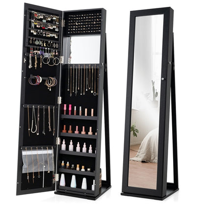 Jewelry Cabinet with Full-length Mirror, Jewelry Storage Organizer with Makeup Mirror