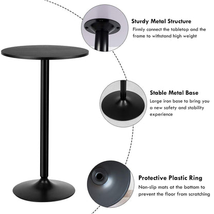 Goflame Pub Bar Table 24-Inch Round Top 40-Inch Height Modern Style